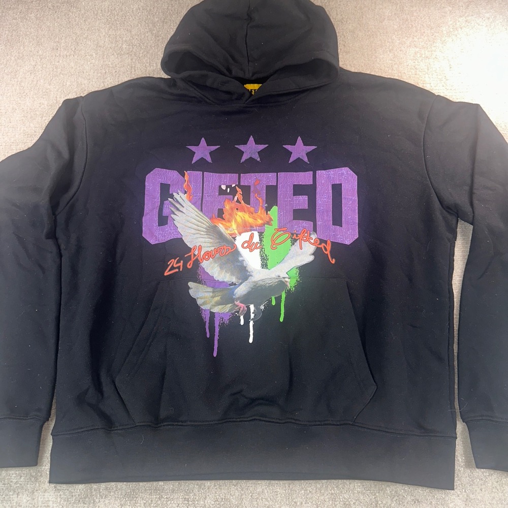 GFTD LA Gifted Special Dangerous Streetwear Graphic Hoodie Black Large